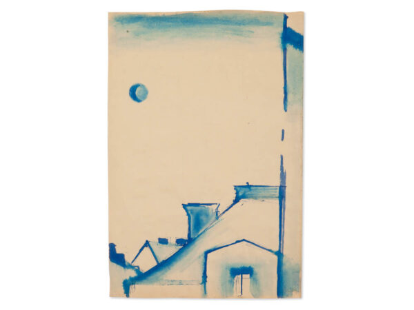 Rudolf Petrik, Watercolor ‘Houses at Night‘, Vienna, c. 1950