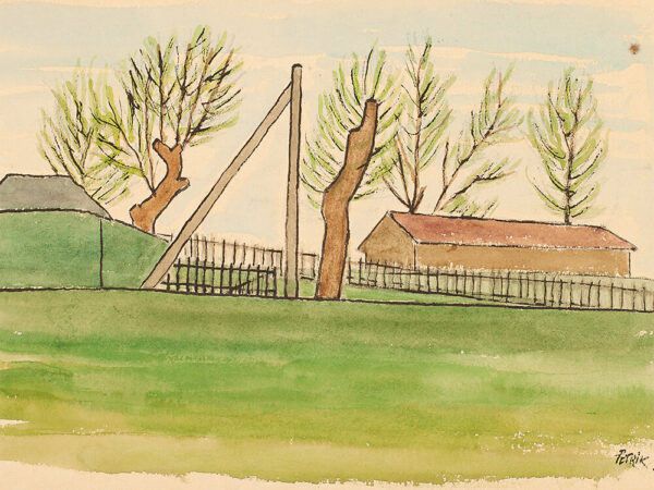 Rudolf Petrik, Landscape with Farm, Watercolor, c. 1950 - Image 5