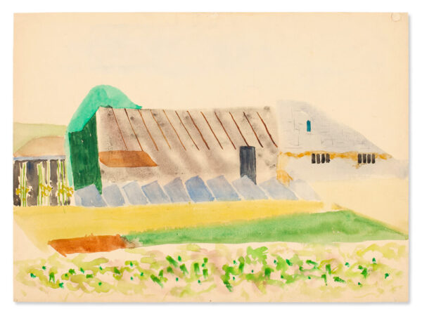 Rudolf Petrik, Agricultural Farm, Watercolor, 1950