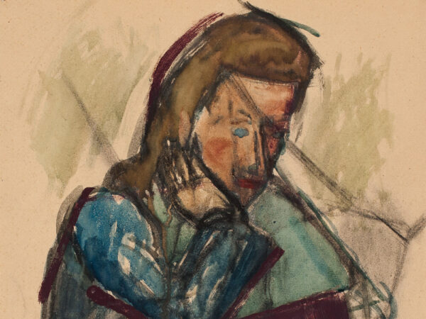 Rudolf Petrik, Sitting Girl, Mixed Media, Austria, c. 1950 - Image 2