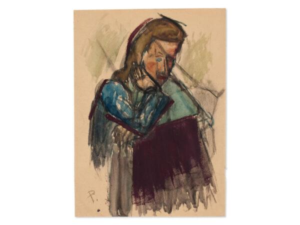 Rudolf Petrik, Sitting Girl, Mixed Media, Austria, c. 1950