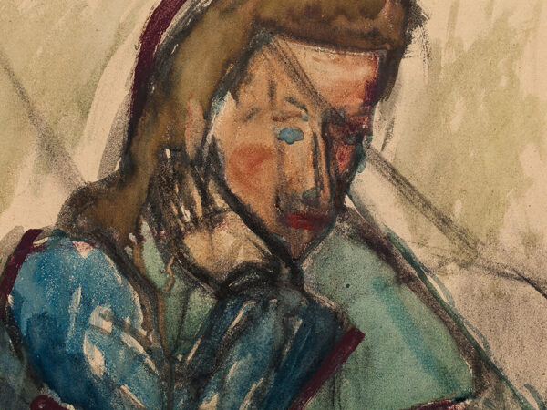 Rudolf Petrik, Sitting Girl, Mixed Media, Austria, c. 1950 - Image 4