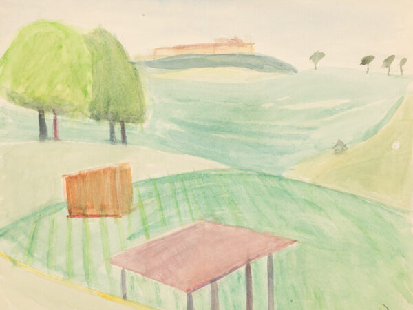 Rudolf Petrik, Field Landscape with Trees, Watercolor, c. 1950 - Image 5