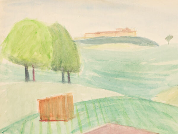 Rudolf Petrik, Field Landscape with Trees, Watercolor, c. 1950 - Image 4