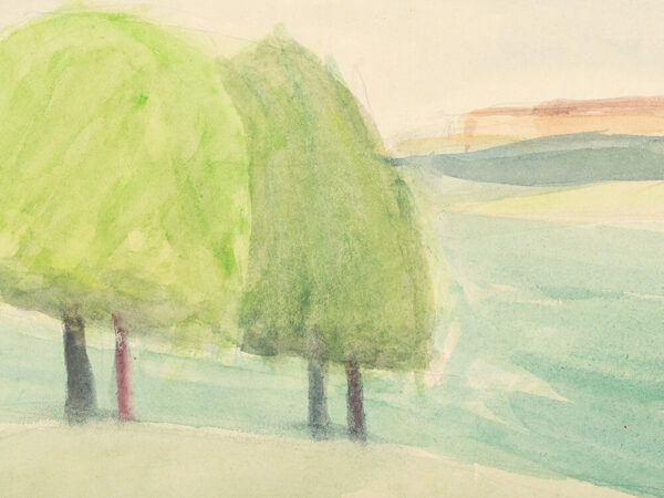 Rudolf Petrik, Field Landscape with Trees, Watercolor, c. 1950 - Image 3
