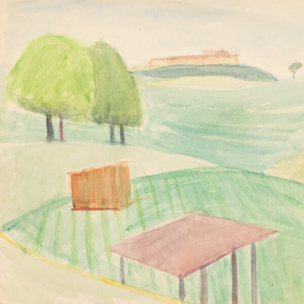 Rudolf Petrik, Field Landscape with Trees, Watercolor, c. 1950 - Image 2