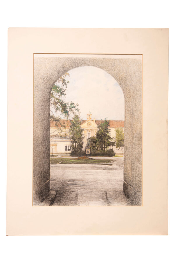 Robert Kasimir 1914-2002, View of a Building With Monument | Robert Kasimir 1914-2002, Blick auf ein Gebäude mit Denkmal