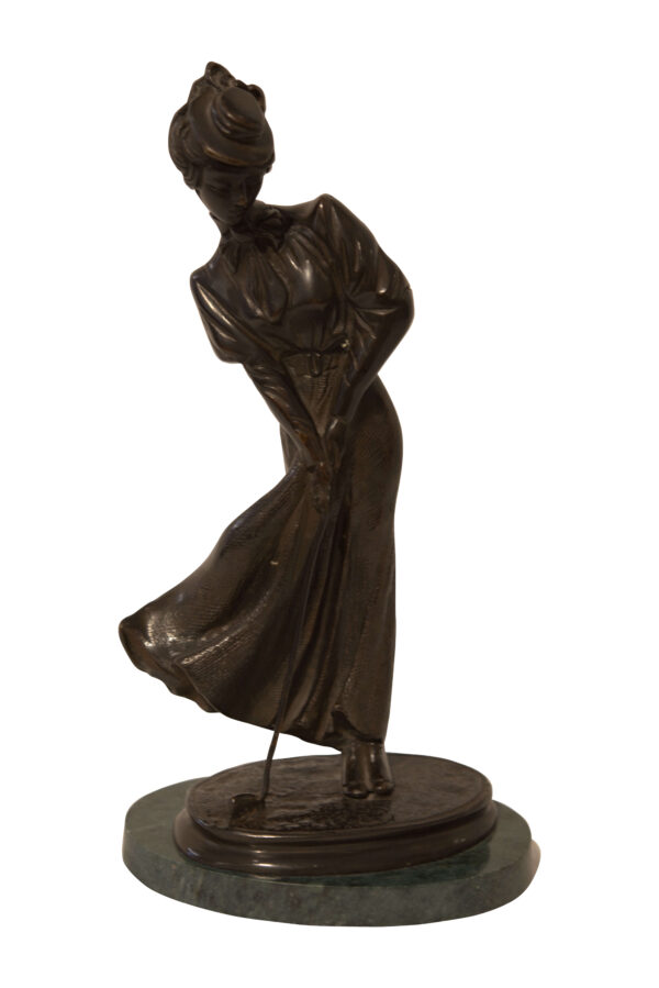 Sculpture English Society Lady Playing Golf | Skulptur Englische Society  Lady beim Golfspiel