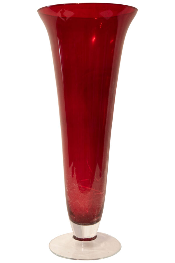 Large Vase Made of Red Glass, Not Signed | Fußbecher/Vase aus rotem Glas, nicht signiert