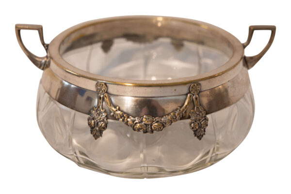 Crystal Bowl with Silver Plated Top and Two Handles | Kristallschale mit Versilbertem Oberteil und zwei Henkeln - Image 2