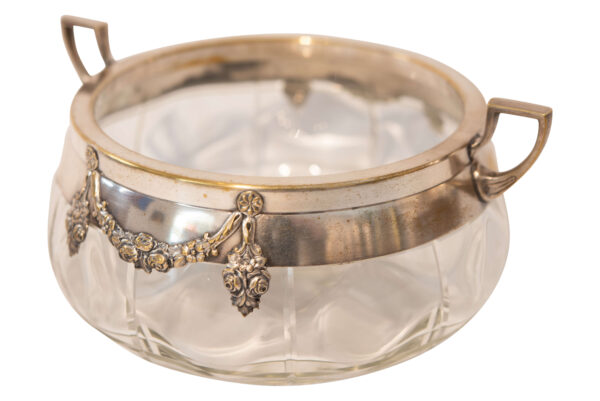 Crystal Bowl with Silver Plated Top and Two Handles | Kristallschale mit Versilbertem Oberteil und zwei Henkeln - Image 4