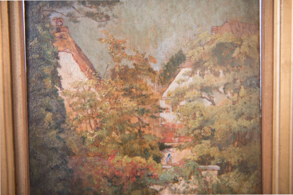 Impressionistic view of two houses by a river, late 19th century - Image 2