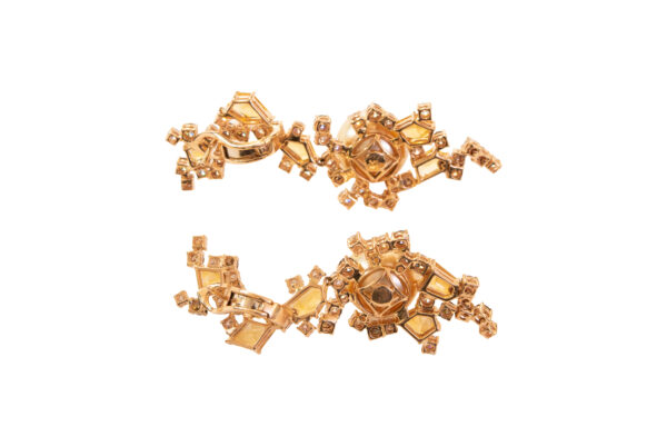 Ohrclipse RG mit fancy yellow Brillanten und zwei Südseekulturperlen | Earlips with Fancy Yellow Diamonds and Two South Sea cultured pearls - Image 5