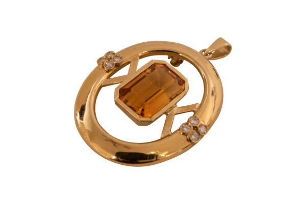 Anhänger Brosche GG mit Brillanten und Citrin | Pendant Brooch with Diamonds and Citrine - Image 5