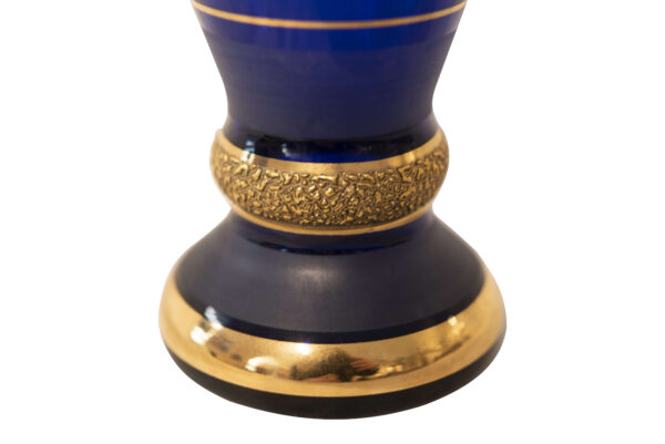 Cobalt Blue Glass Vase With Yellow Accents and Engraving | Kobaltblaue Vase aus Glas mit Gelben Akzenten und Gravur - Image 4
