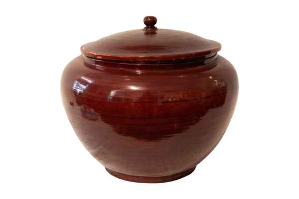 Lid Container Wood Brown Lacquered | Deckelgefäß Holz braun lackiert