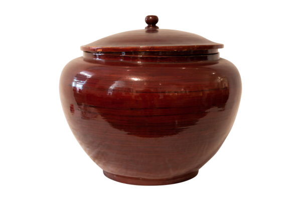 Lid Container Wood Brown Lacquered | Deckelgefäß Holz braun lackiert - Image 2