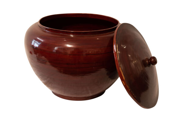Lid Container Wood Brown Lacquered | Deckelgefäß Holz braun lackiert - Image 4