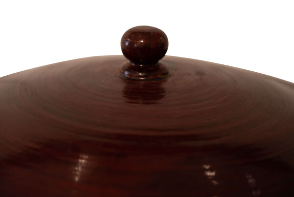 Lid Container Wood Brown Lacquered | Deckelgefäß Holz braun lackiert - Image 3