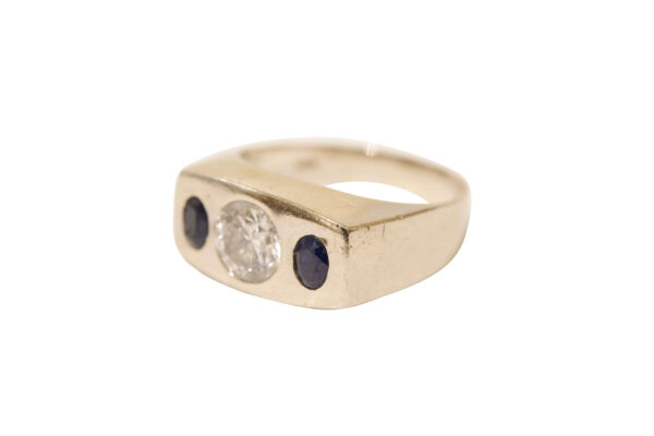 #136 Ring aus Weißgold mit einem Diamanten im Übergangsschliff und Saphiren | Ring In White Gold With A Transitional-Cut Diamond And Sapphires - Image 5