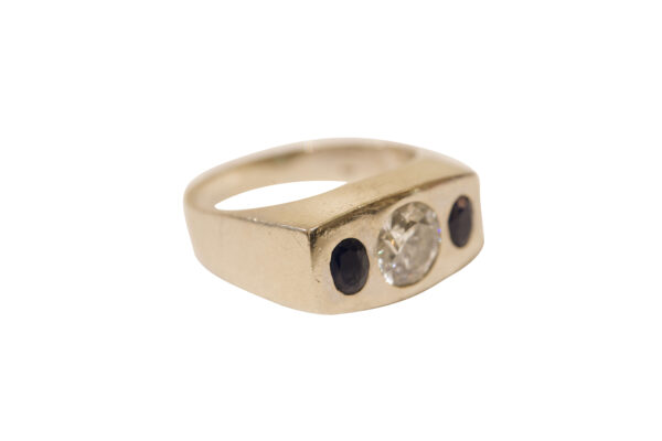 #136 Ring aus Weißgold mit einem Diamanten im Übergangsschliff und Saphiren | Ring In White Gold With A Transitional-Cut Diamond And Sapphires - Image 4