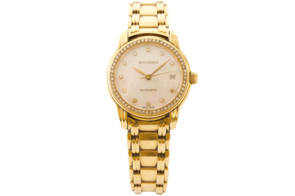 BUCHERER Archimedes Armbanduhr Gelbgold Automatik Datum | Bucherer Archimedes Wristwatch Yellow Gold Automatic Date