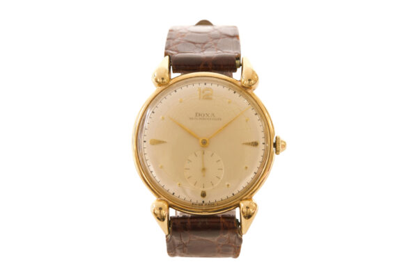 Doxa Gelbgold Lederarmband mit Handaufzug | Doxa Yellow Gold Leather Strap With Manual Winding