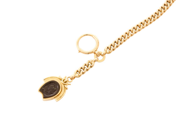 Uhrenkette aus Gelbgold mit eingravierter Onyx | Watch Chain In Yellow Gold With Engraved Onyx - Image 3