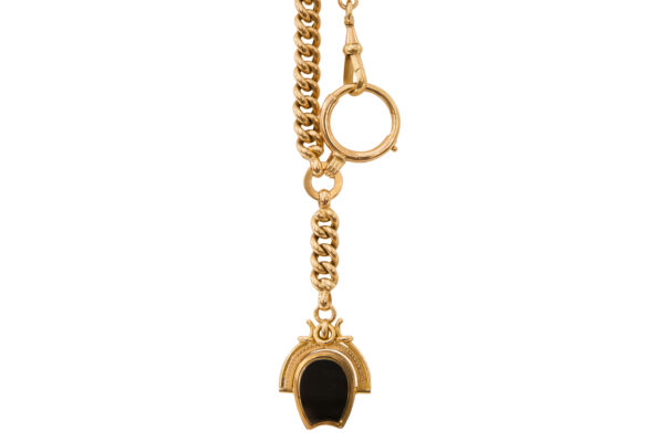 Uhrenkette aus Gelbgold mit eingravierter Onyx | Watch Chain In Yellow Gold With Engraved Onyx - Image 5