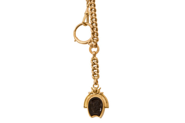 Uhrenkette aus Gelbgold mit eingravierter Onyx | Watch Chain In Yellow Gold With Engraved Onyx - Image 4