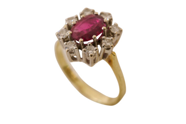 #60 Ring aus Weißgold und Gelbgold mit Brillanten und einem Turmalin | Ring In White Gold And Yellow Gold With Diamonds And A Tourmaline