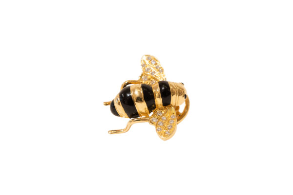 #75 Gelbgold Sabbadini Biene Ohrstecker mit Brillanten | Yellow Gold Sabbadini Bee Stud Earrings With Diamonds - Image 4