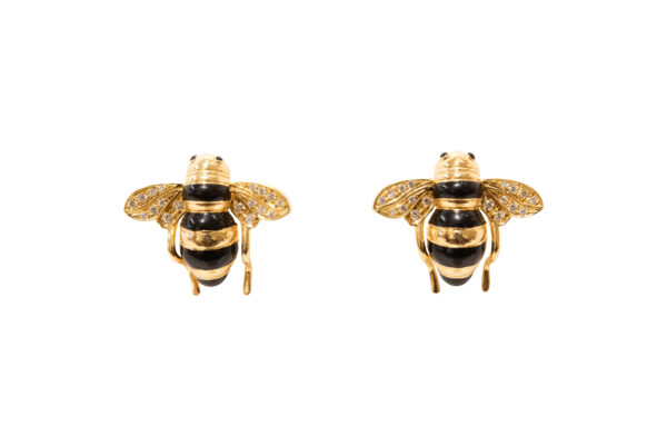 #75 Gelbgold Sabbadini Biene Ohrstecker mit Brillanten | Yellow Gold Sabbadini Bee Stud Earrings With Diamonds - Image 3