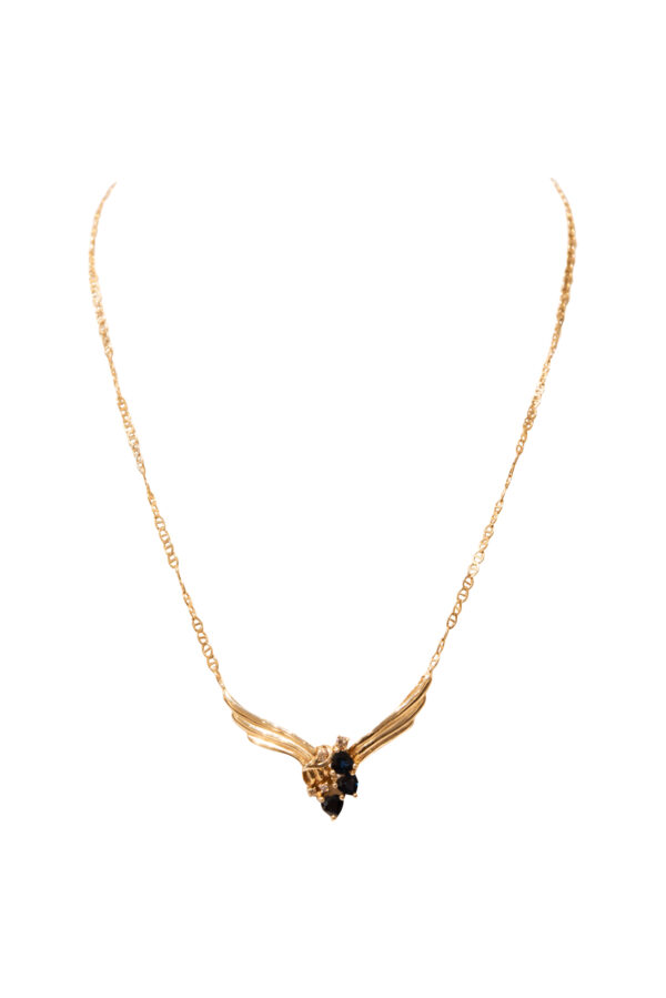 #79 Collier aus Gelbgold mit Brillanten und Saphiren im Herzschliff  | Yellow Gold Necklace With Brilliant-Cut Diamonds And Heart-Cut Sapphires - Image 2