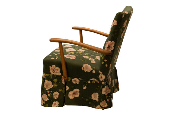 #110 Wooden Armchair with Floral Fabric Upholstery | Holzsessel mit floralem Stoffbezug - Image 3