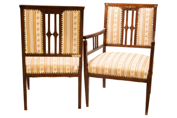 #112 Two Chairs with Striped Fabric Upholstery | Zwei Stühle mit gestreiftem Stoffbezug - Image 3