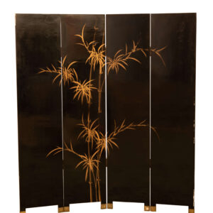 #122 Asian Folding Screen With Four Lacquered Panels And Dragon Motifs | Asiatischer Paravent