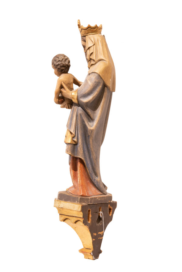 #21 Wooden Statuette Mary And Child | Holzstatue Maria und Kind - Image 2