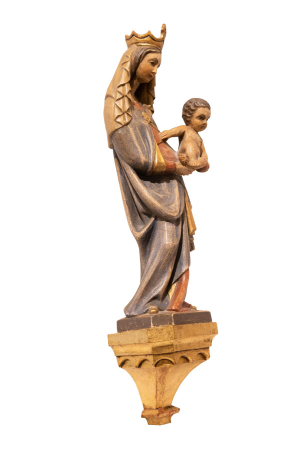#21 Wooden Statuette Mary And Child | Holzstatue Maria und Kind - Image 3