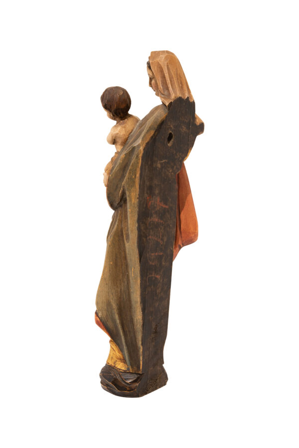 #22 Wooden Statuette Mary And Child | Holzsatuette Maria und Kind - Image 2