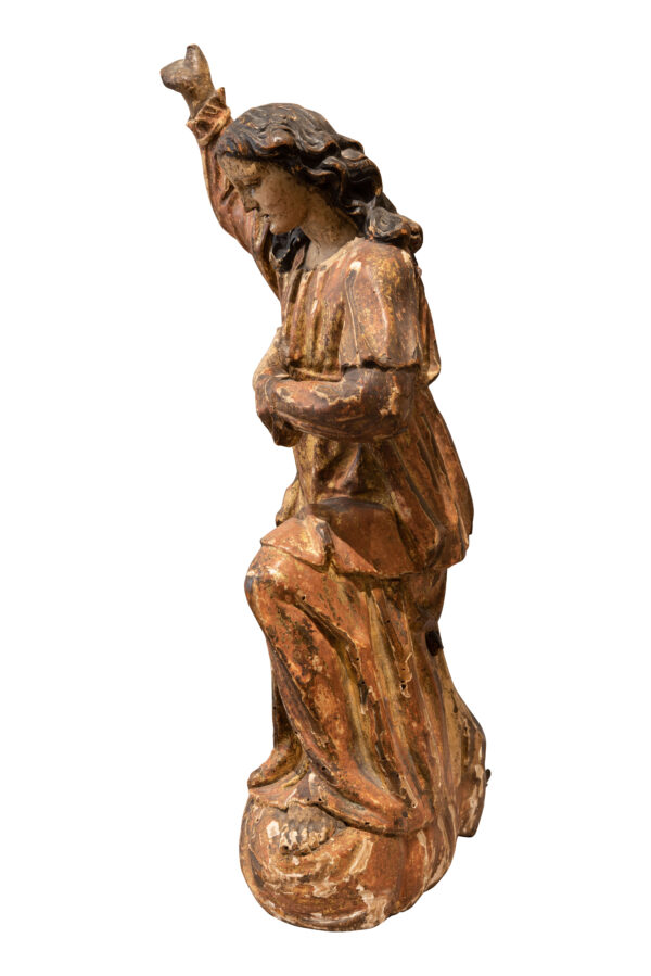#24 Wooden Sculpture of a Kneeling Angel | Holzskulptur eines knienden Engels - Image 2