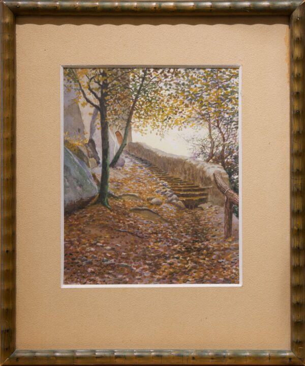 #60 Bretschneider, "Autumn Scene – Path to St. Ulrich’s Church" | Bretschneider, ﻿Herbststimmung- Aufgang zur Kirche St. Ulrich
