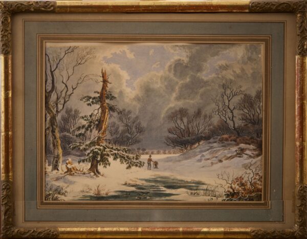 #70 Rémi VAN HAALEN (1812-1894), Winter Landscape with Lake and People | Rémi VAN HAALEN (1812-1894), Winterliche Landschaft