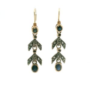 #109 Ohrschmuck aus Gelbgold und Silber mit Diamanten und Saphiren | Jewelry In Yellow Gold And Silver With Diamonds And Sapphires