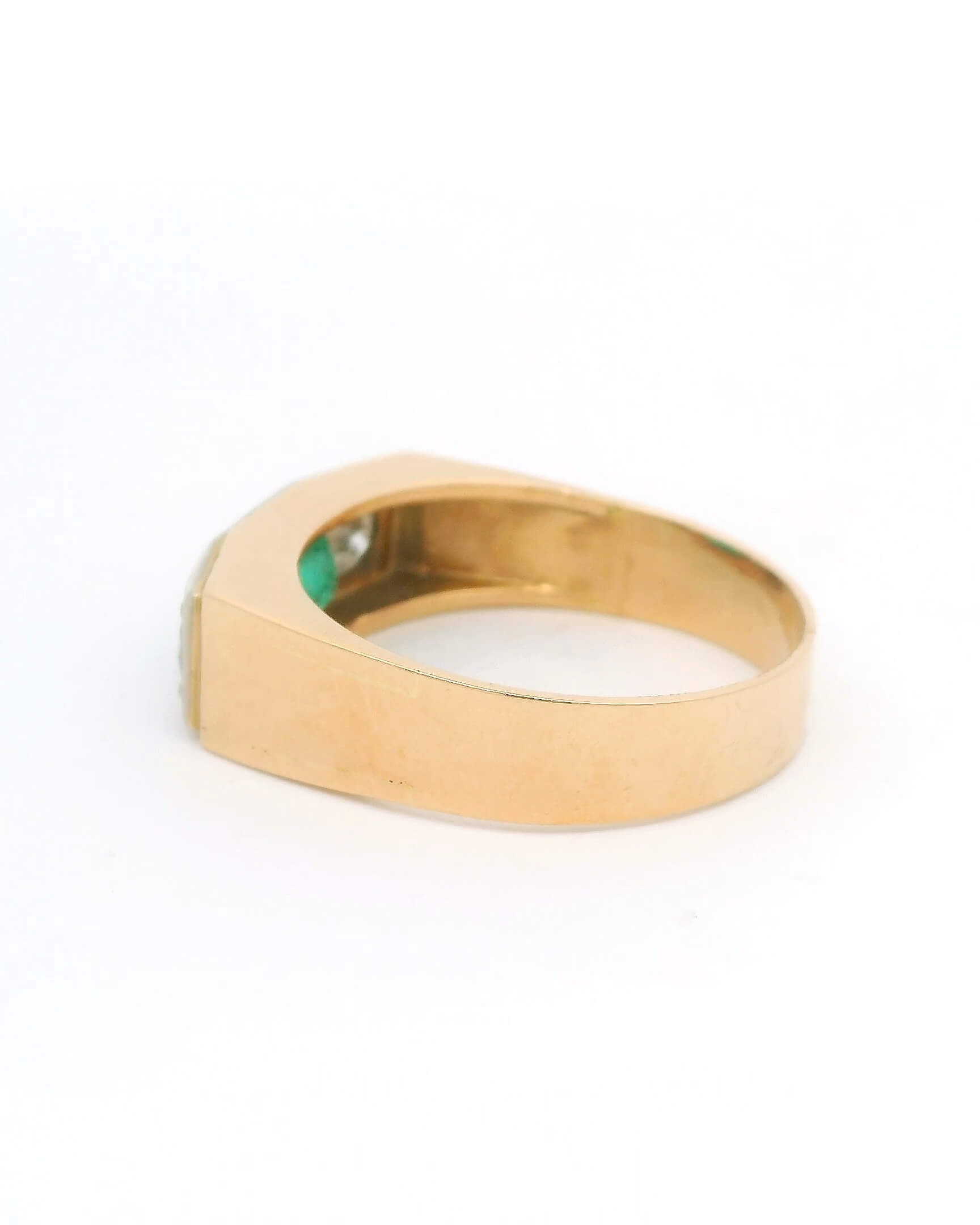 #128 Ring aus Gelbgold mit zwei Brillanten und Smaragd | Ring In Yellow Gold With Two Diamonds And Emerald - Image 3