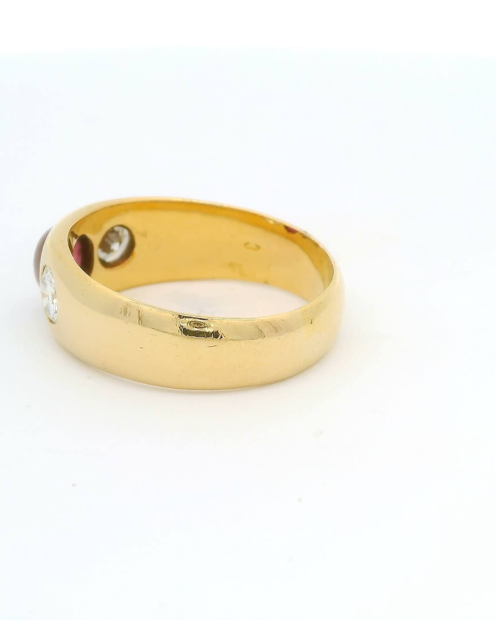 #129 Ring aus Gelbgold mit Brillanten und Rubin | Ring Yellow Gold With Diamonds And Ruby - Image 3