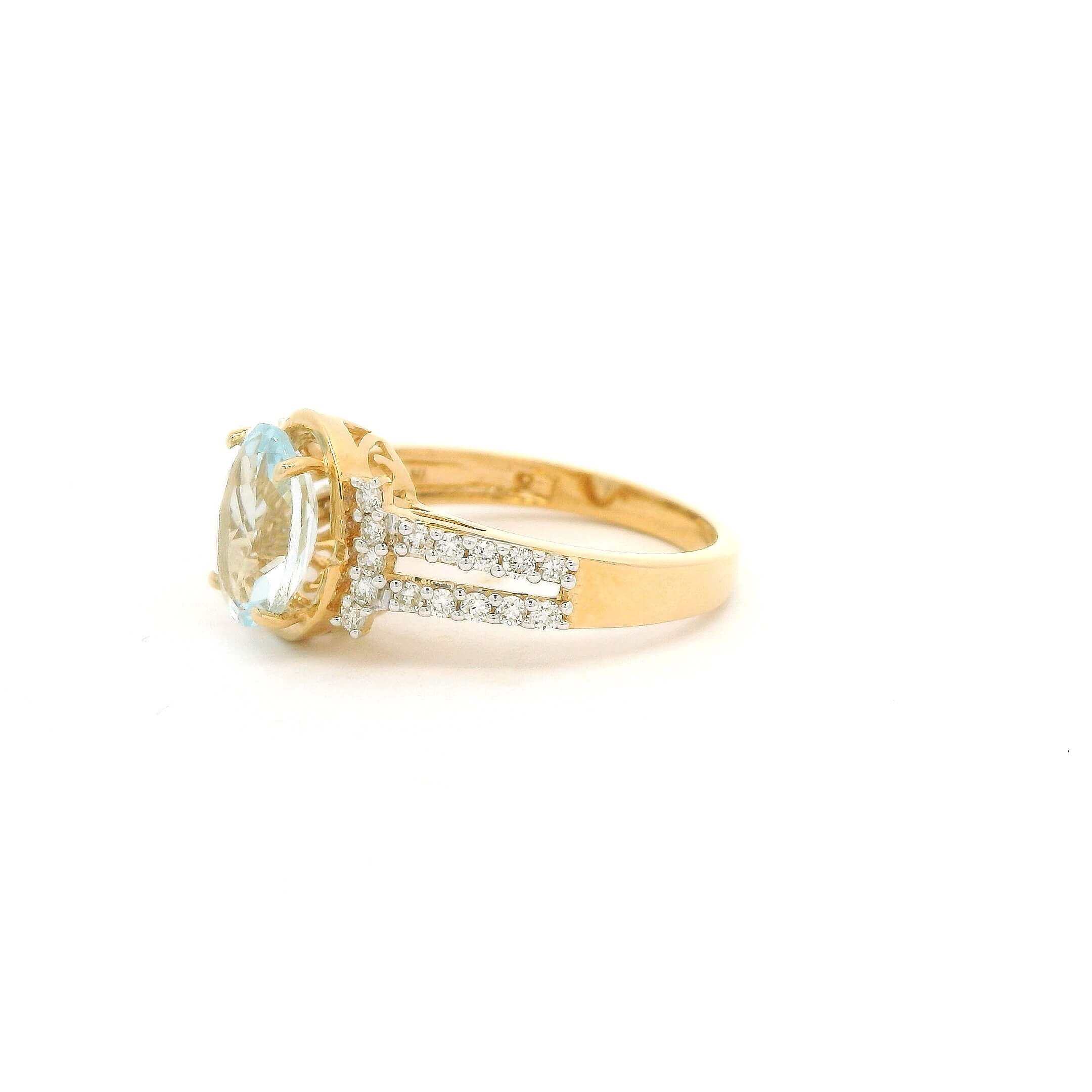 #138 Ring aus Gelbgold 585/fein mit Brillanten und Aquamarin | Ring in 585/Fine Yellow Gold with Diamonds and Aquamarine - Image 2