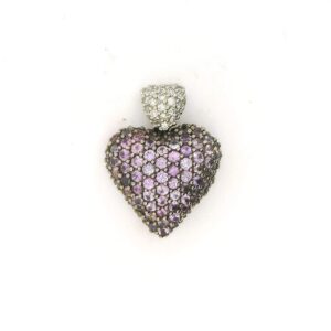 #145 Anhänger Herz aus Weißgold mit Brillanten und Saphiren | Heart Pendant In White Gold With Diamonds And Sapphires