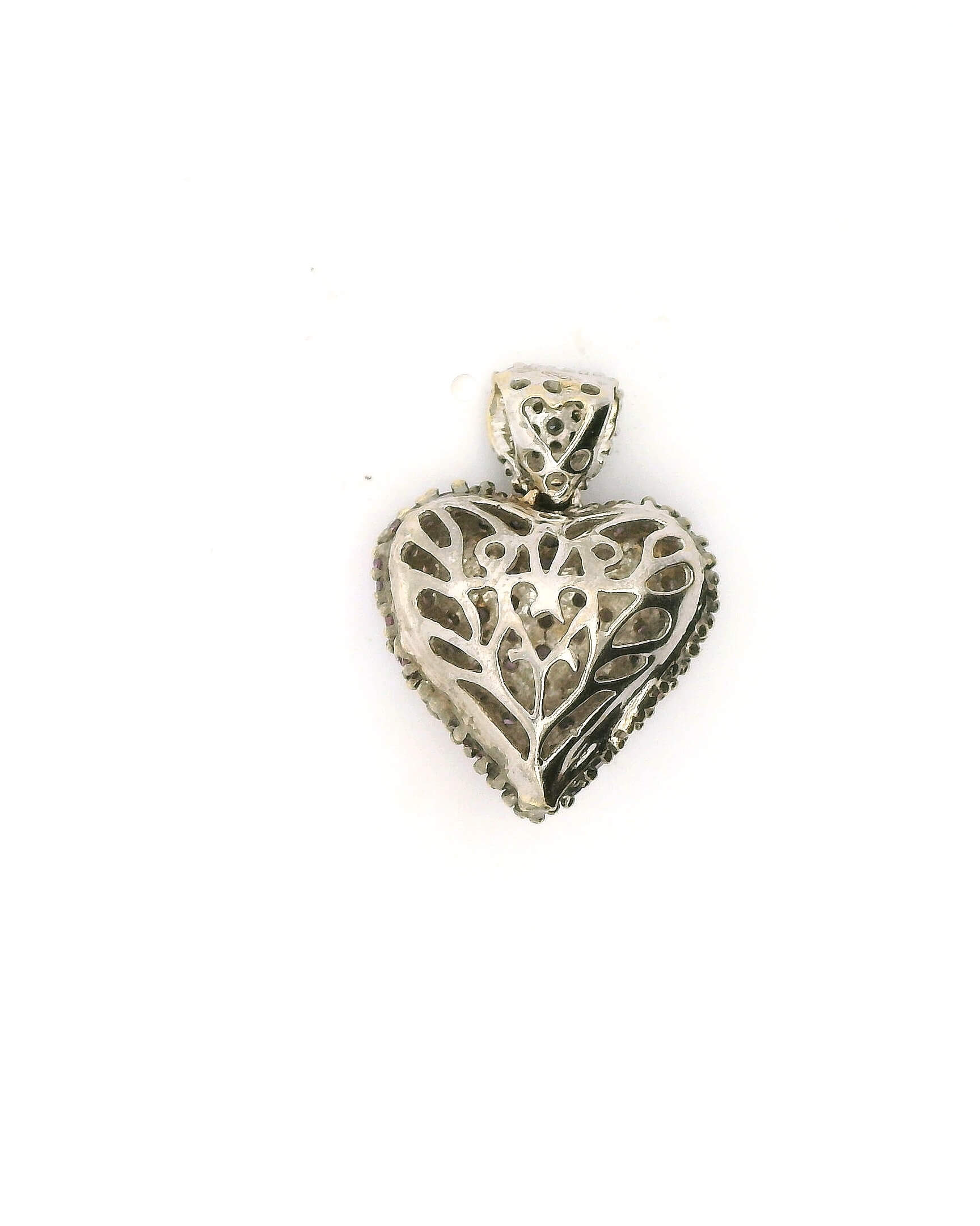 #145 Anhänger Herz aus Weißgold mit Brillanten und Saphiren | Heart Pendant In White Gold With Diamonds And Sapphires - Image 2