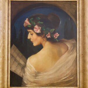 #15 Bild Dame mit Noten und Blumenkranz | Painting Lady With Sheet Music And Flower Wreath